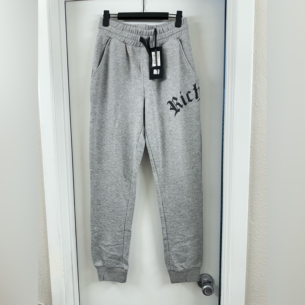 NWT Men’s John Richmond Logo Gray Sweatpants Jogger Pants Small Grey Fleece S